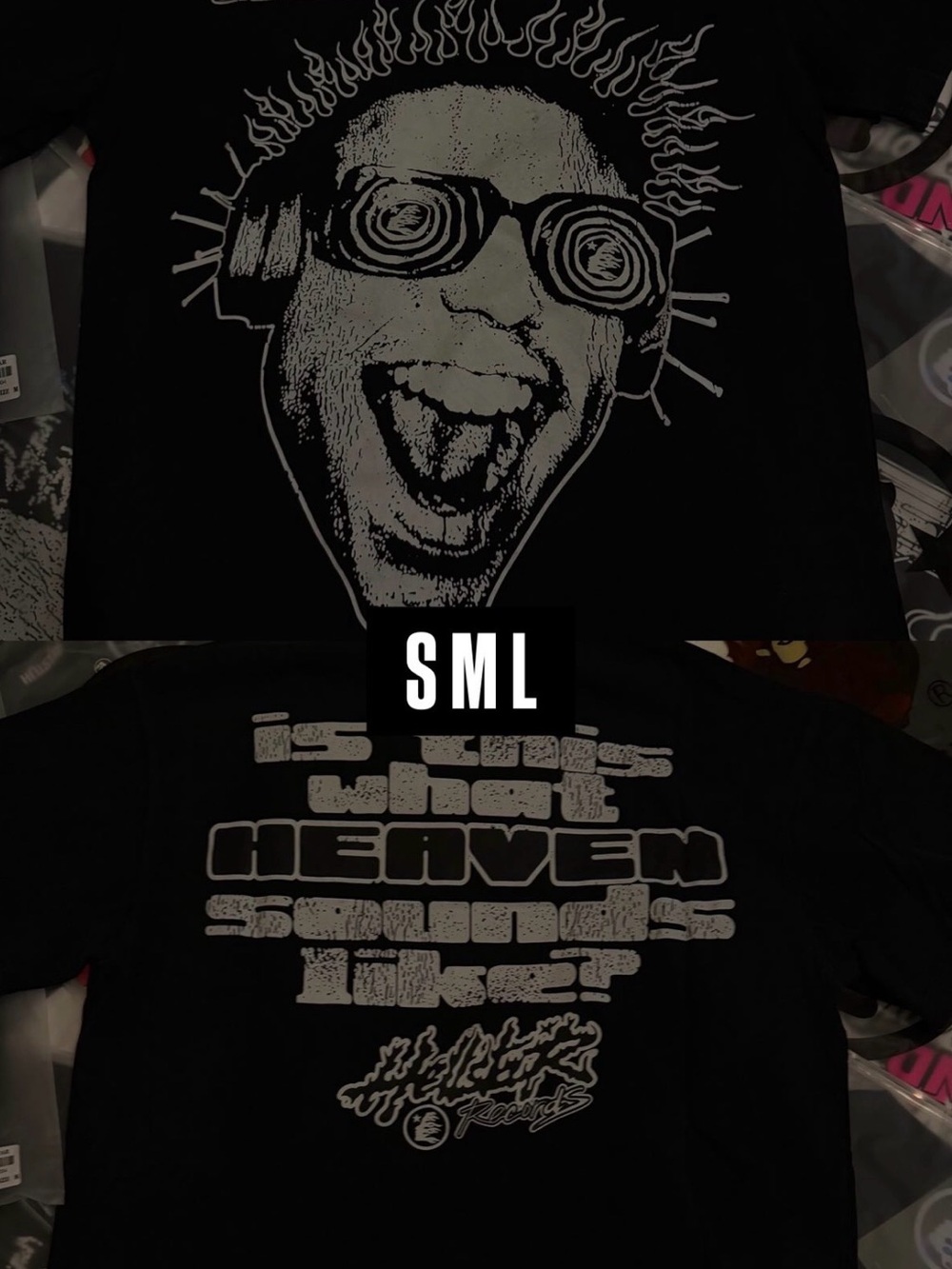 Black Graphic Short-Sleeve Men’s Tee with Retro Face Print